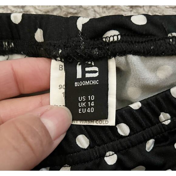 Bloomchic Black White Polka Dot Elastic Shorts Womens Size 10 - Picture 2 of 7